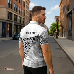 Aotearoa Personalized Lawn Bowls Maori Zipper Polo Shirt New Zealand White Tribal Silver Fern LT7
