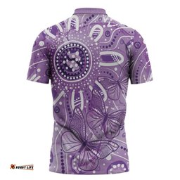 Australia Epilepsy Awareness Indigenous Zipper Polo Shirt Butterfly Aboriginal Art LT7