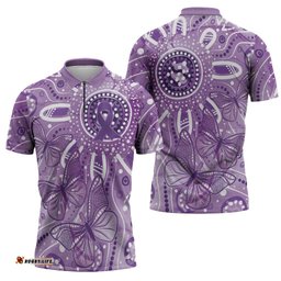 Australia Epilepsy Awareness Indigenous Zipper Polo Shirt Butterfly Aboriginal Art LT7