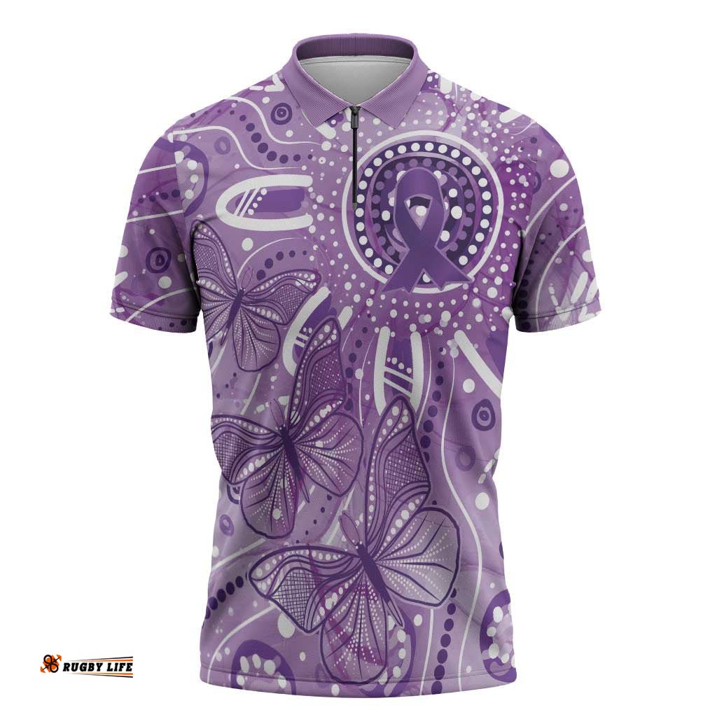 Australia Epilepsy Awareness Indigenous Zipper Polo Shirt Butterfly Aboriginal Art LT7