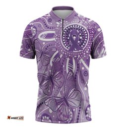 Australia Epilepsy Awareness Indigenous Zipper Polo Shirt Butterfly Aboriginal Art LT7