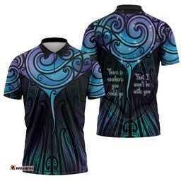 Aotearoa Maori Te Whai Rahi Zipper Polo Shirt Tala - Nowhere You Could Go That I Won't Be With You LT7