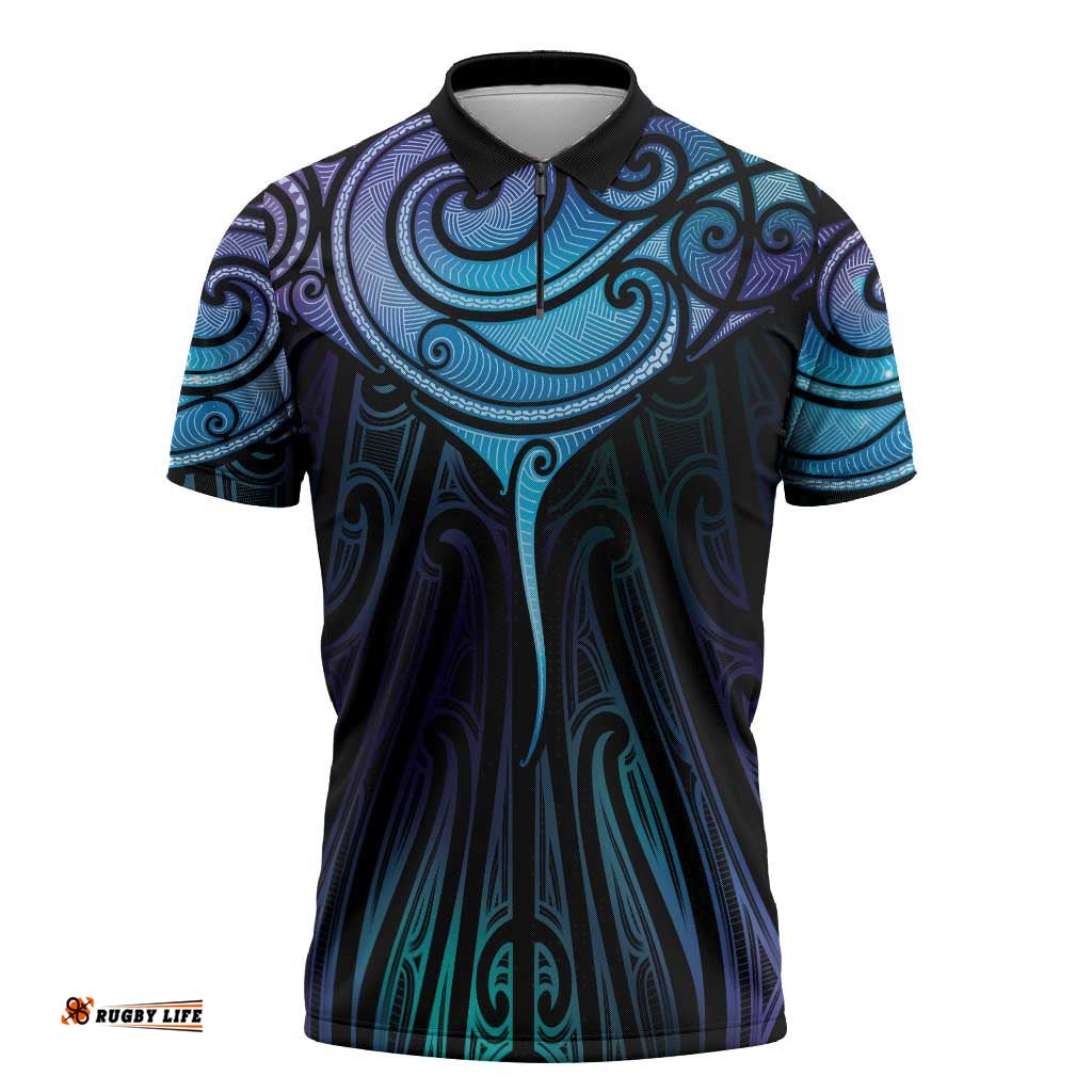 Aotearoa Maori Te Whai Rahi Zipper Polo Shirt Tala - Nowhere You Could Go That I Won't Be With You LT7