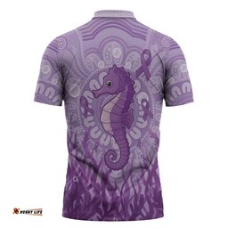 Australia Epilepsy Awareness Zipper Polo Shirt Seahorse Think Purple Ribbon Aboriginal LT14