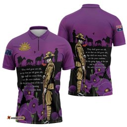 ANZAC Soldier and War Animals Zipper Polo Shirt We Will Remember Them LT15