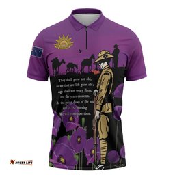 ANZAC Soldier and War Animals Zipper Polo Shirt We Will Remember Them LT15