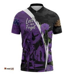 Australia ANZAC Day Zipper Polo Shirt Animals of War - Lest We Forget LT7