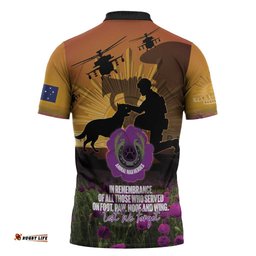 Animal War Heroes Australia ANZAC Day Zipper Polo Shirt We Will Always Remember Them LT14