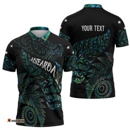 Aotearoa Personalized Lawn Bowls Maori Zipper Polo Shirt New Zealand Paua Shell Tribal Silver Fern LT7