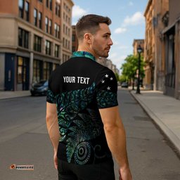 Aotearoa Personalized Lawn Bowls Maori Zipper Polo Shirt New Zealand Paua Shell Tribal Silver Fern LT7