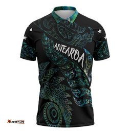 Aotearoa Personalized Lawn Bowls Maori Zipper Polo Shirt New Zealand Paua Shell Tribal Silver Fern LT7