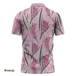 Australia Kangaroo Paws Zipper Polo Shirt Aussie Native Flowers Indigenous Art LT14