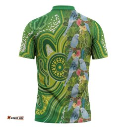 Budgerigar Australia Zipper Polo Shirt Aussie Common Parakeet Indigenous Art LT14