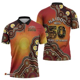 Australia Indigenous NAIDOC Week 2026 Zipper Polo Shirt 50 Years Of Deadly LT05