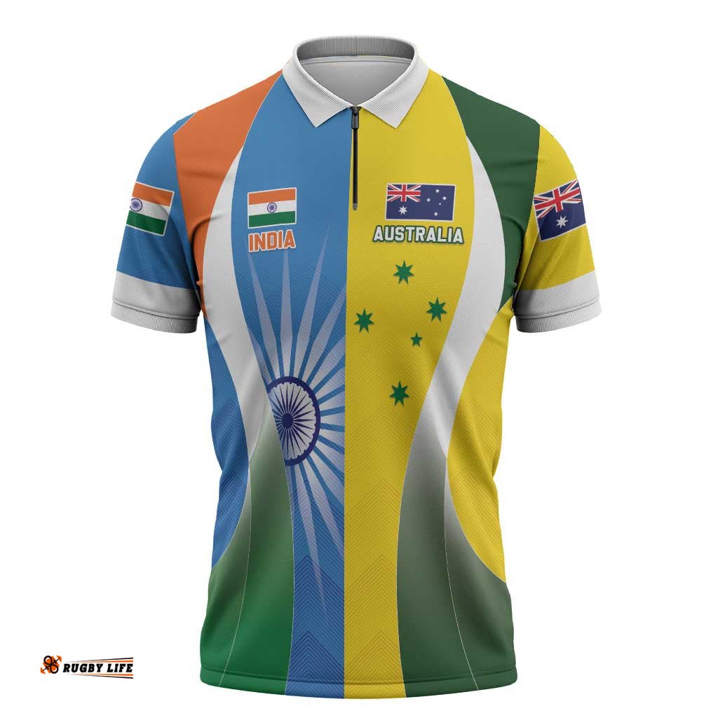 Custom India Vs Australia Cricket Zipper Polo Shirt Final Matchup LT05