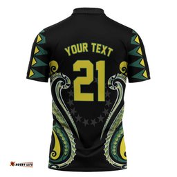 Custom Rugby Cook Islands Avaiki Zipper Polo Shirt Black Kuki Airani Tribal Maori Inspired LT9