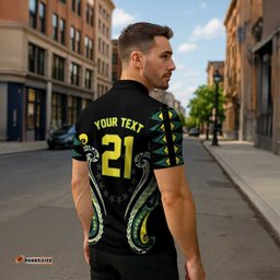 Custom Rugby Cook Islands Avaiki Zipper Polo Shirt Black Kuki Airani Tribal Maori Inspired LT9