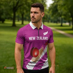 Custom New Zealand Cricket Zipper Polo Shirt Kiwi Birds Haka Dance Pink Fern Sporty Style LT03