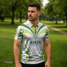 Custom Rugby Cook Islands Avaiki Zipper Polo Shirt White Kuki Airani Tribal Maori Inspired LT9