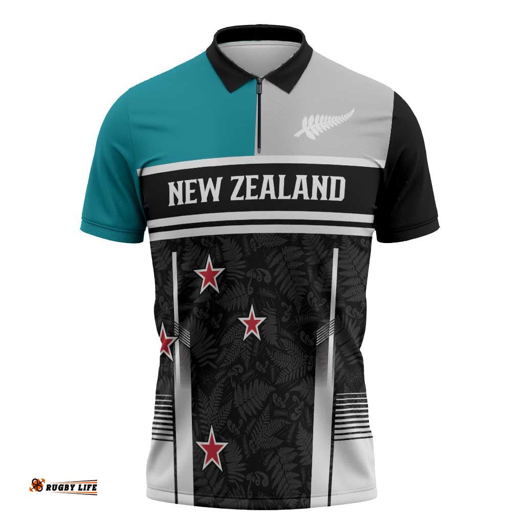 Custom NZ Cricket Pride Zipper Polo Shirt Silver Fern Fan Supporter Apparel LT9
