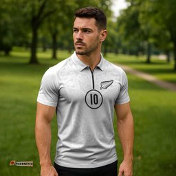 Custom New Zealand Football Zipper Polo Shirt The Whites-Sporty T90 Style LT03