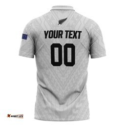Custom Football New Zealand Zipper Polo Shirt Aotearoa United White Version LT01