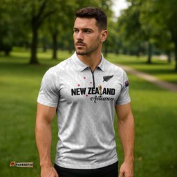 Custom Football New Zealand Zipper Polo Shirt Aotearoa United White Version LT01