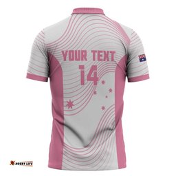 Custom Bowls Australia Breast Cancer Zipper Polo Shirt Pink Ribbon Curve Sporty LT14