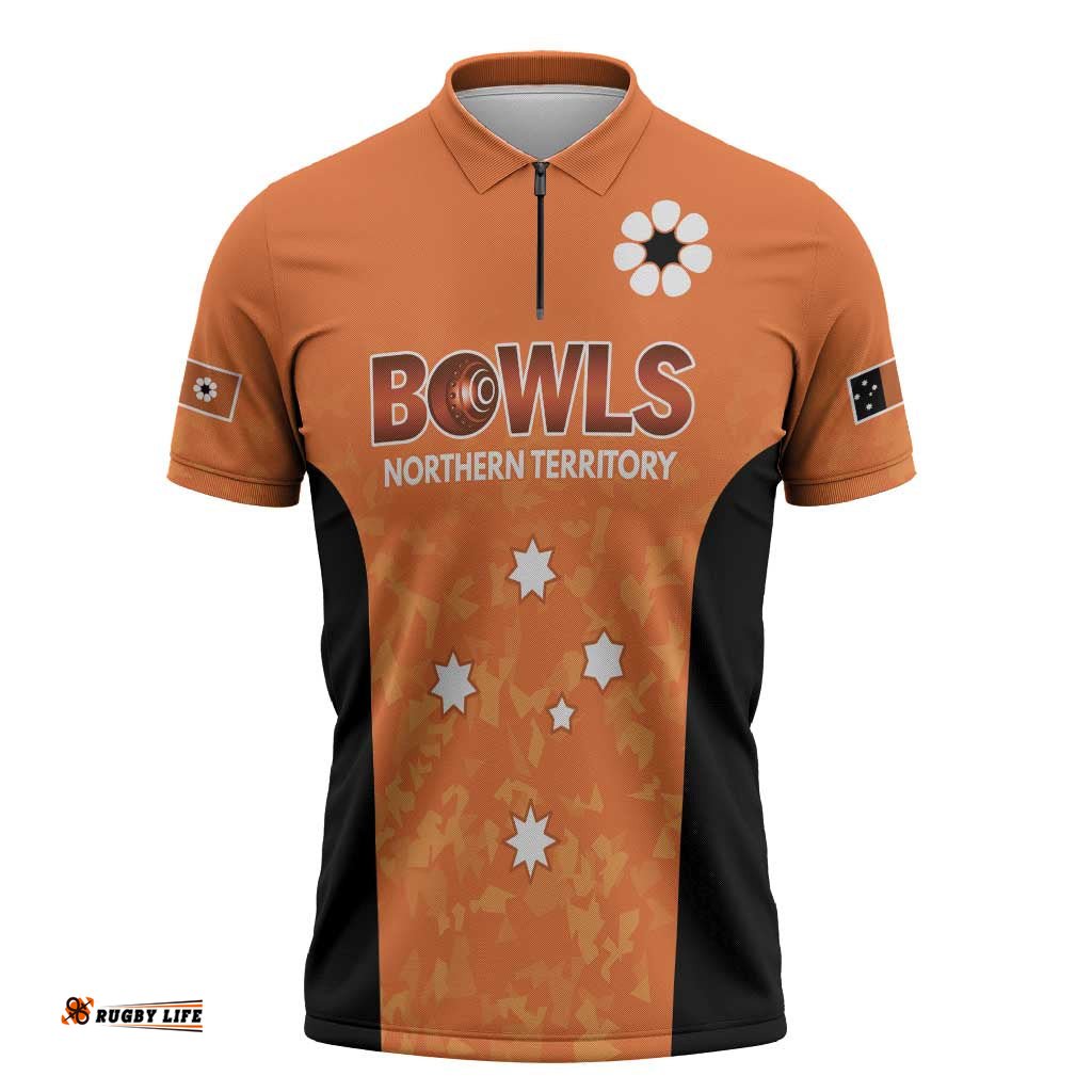 Australian Northern Territory Lawn Bowls Custom Zipper Polo Shirt Aussie Minimalist Style LT9