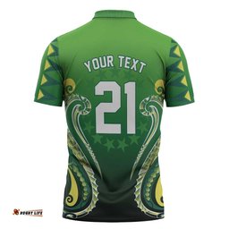 Custom Rugby Cook Islands Avaiki Zipper Polo Shirt Green Kuki Airani Tribal Maori Inspired LT9