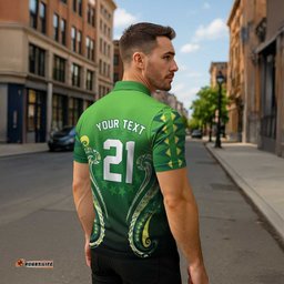 Custom Rugby Cook Islands Avaiki Zipper Polo Shirt Green Kuki Airani Tribal Maori Inspired LT9