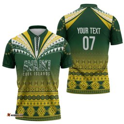 Cook Islands Rugby Custom Zipper Polo Shirt Kuki Avaiki LT7