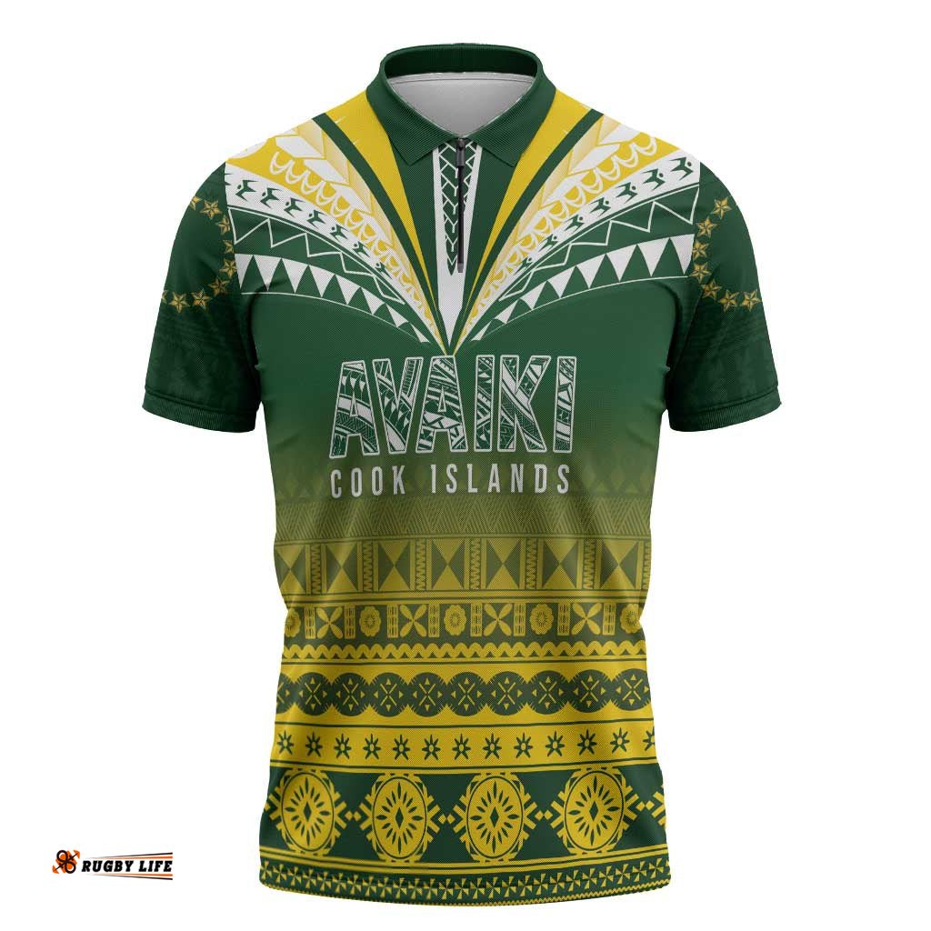 Cook Islands Rugby Custom Zipper Polo Shirt Kuki Avaiki LT7