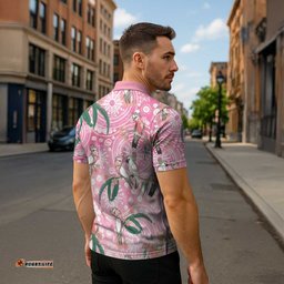 Australia Galah Aboriginal Zipper Polo Shirt Breast Cancer Awareness LT7