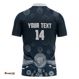 Custom Carlton Football Zipper Polo Shirt Go Blues Aboriginal Art LT14