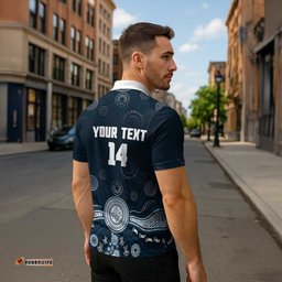Custom Carlton Football Zipper Polo Shirt Go Blues Aboriginal Art LT14