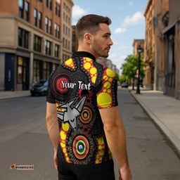 Essendon Bombers NAIDOC Week 2026 Personalised Zipper Polo Shirt 50 Years of Deadly Aboriginal Art LT14