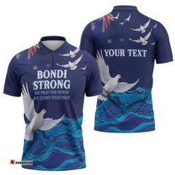 Bondi Beach Pray For Australia Personalised Zipper Polo Shirt LT9