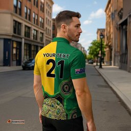 Custom Australia Cricket Spirit 2026 Zipper Polo Shirt World T20 Edition - Aussie Color Aboriginal Motif LT9