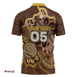 Custom Hawks Football Zipper Polo Shirt Aboriginal Dot Art Pattern DT05
