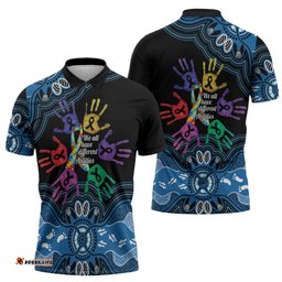 Autism Awareness Australia Indigenous Zipper Polo Shirt We All Have Different Abilities LT14