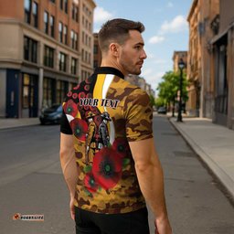 Hawthorn Hawks ANZAC Personalised Zipper Polo Shirt Lest We Forget Poppy Camo LT9