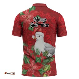 Australian Silver Gull Zipper Polo Shirt Aboriginal Inspired Christmas LT9
