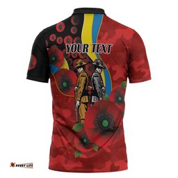 Gold Suns ANZAC Personalised Zipper Polo Shirt Lest We Forget Poppy Camo LT9