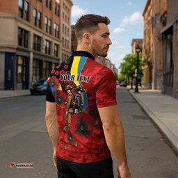 Gold Suns ANZAC Personalised Zipper Polo Shirt Lest We Forget Poppy Camo LT9