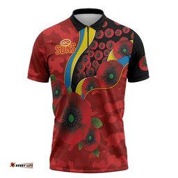 Gold Suns ANZAC Personalised Zipper Polo Shirt Lest We Forget Poppy Camo LT9