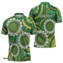Bowls Australia Custom Zipper Polo Shirt Aboriginal Art National Color LT14