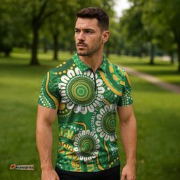 Bowls Australia Custom Zipper Polo Shirt Aboriginal Art National Color LT14