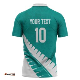 Custom New Zealand Cricket Zipper Polo Shirt Kiwi Birds Haka Dance Turquoise Fern Sporty Style LT03