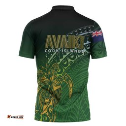 Cook Islands Rugby Kuki Avaiki Zipper Polo Shirt Tribal Turtle LT7
